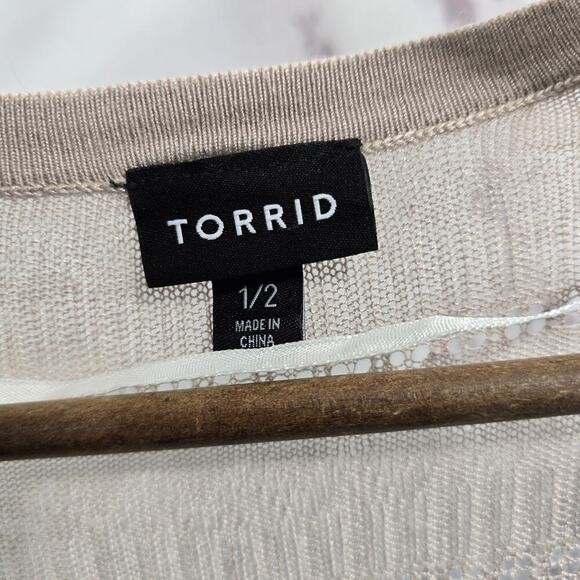 Torrid Cardigan Womens 1 2 1X 2X Brown Tan Sweater Vest Open Front Wrap Cover Up - Picture 3 of 13